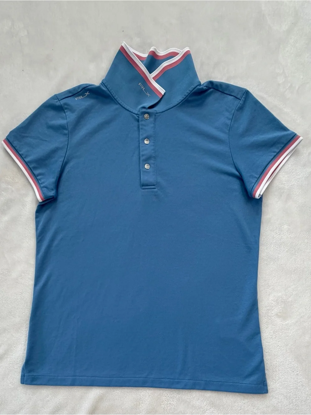 Ralph Lauren RLX Blue Polo Shirt Tailored Fit Womens Small Performance Golf - Picture 3 of 9